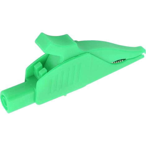 Pince électrique test auto batterie 32A/1000V laiton isolant capot PA prise banane 4mm sécurité ouverture 39.5mm verte (1/5)