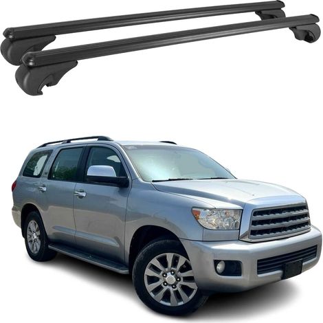 OMAC Aluminium Dachträger Querträger für Toyota Sequoia II 2008-2022 – TÜV / DIN 75302:2019 – Abschließbar – Max. 75 kg – 2 Stangen Schwarz (1/5)