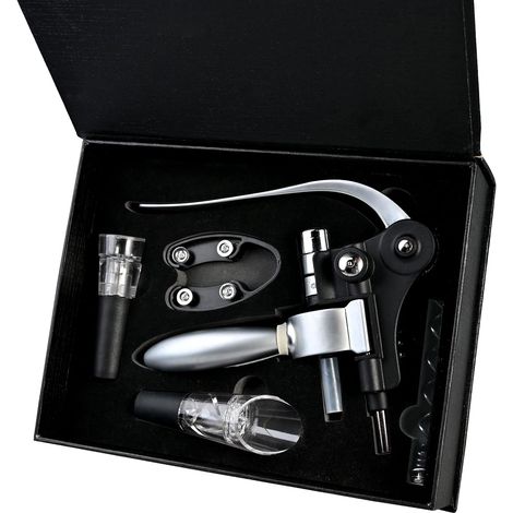 Tire Bouchon, Ouvre-bouteilles de vin avec Boite Cadeau, 5 Pièces Accessoires de Vin, Kit de Ouvre Bouteille, Cadeau Fête des Pères (1/5)
