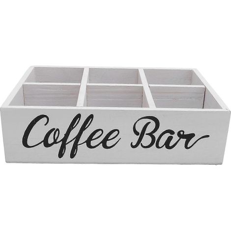 Kaffeestation-Organizer mit Trennwand, Aufbewahrungsbox aus Holz für Kaffeebar-Zubehör, Teebeutel, Kaffeekapseln