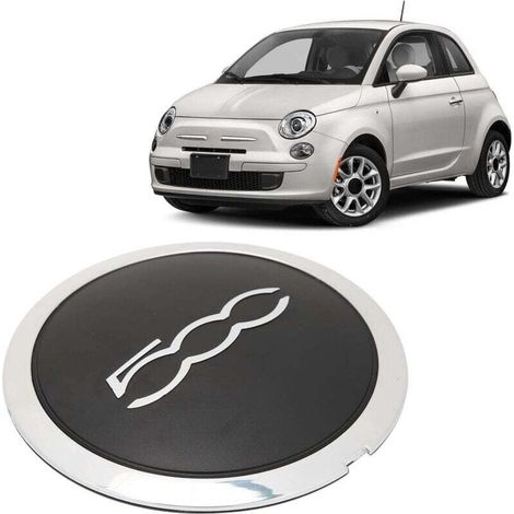 Coprimozzo coprimozzo con finitura cromata 68078419ac coprimozzo coprimozzo di ricambio per cerchione auto Fiat 500 - nero (1/4)