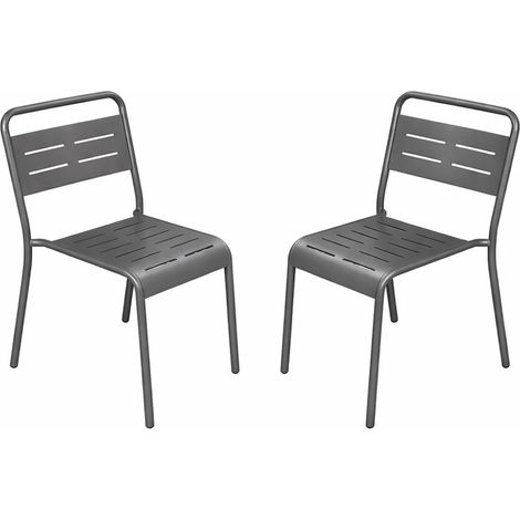 Set di 2 sedie da giardino impilabili grigio scuro BERGAME (1/5)