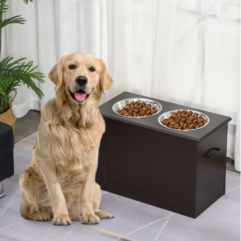 Mobile rialzato con 2 ciotole e vano MDF 60x30x41 cm OKMYHOME (1/3)
