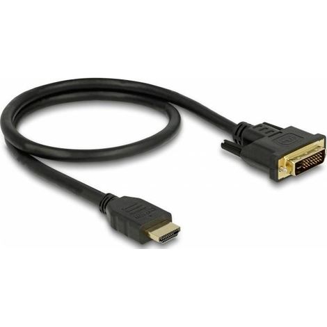 Câble de raccordement Delock HDMI / DVI Fiche mâle HDMI-A, Fiche mâle DVI-D 24+1 pôles 0.5 m noir 85651 blindage triple, contacts dorés Câble HD Y460103 (1/2)