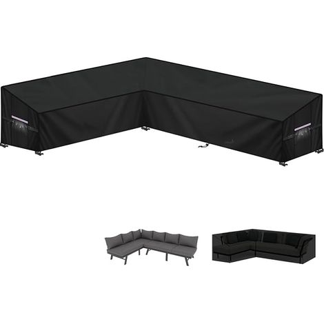 Protective Cover for Corner Sofa, 420D Oxford Tarpaulin Garden Sofa Waterproof Covers for Garden Furniture L-Shaped Outdoor Sofa Cover, 220 x 280 x 90 x 80/60 cm (1/5)