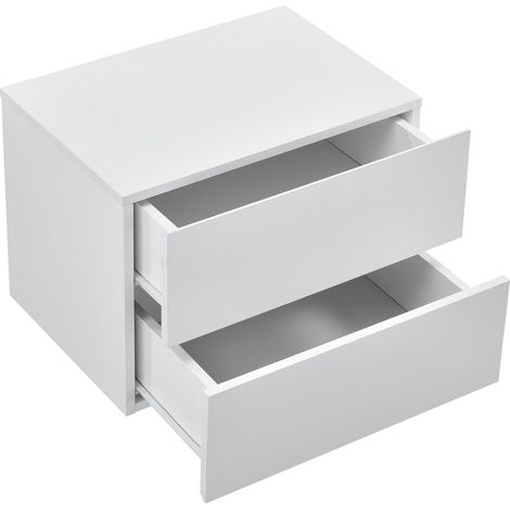 Comodino sospeso pensile con 2 cassetti bianco 030000820