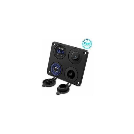 Enchufe para encendedor de cigarrillos, doble puerto USB 4.2A, enchufe DC 12V, interruptor y pantalla LED de voltímetro. Enchufe de carga para coche impermeable para vehículos de 12V/24V, barcos y uso (1/4)