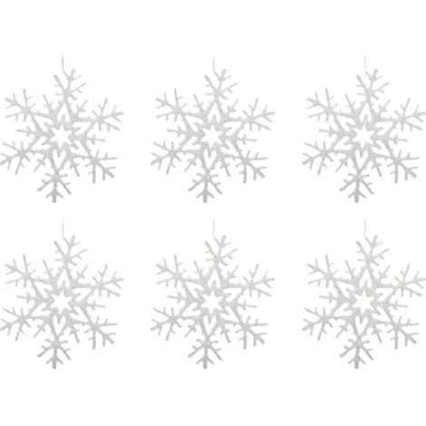 Paris Prix - Décoration De Noël 6 Flocons polaire 20cm Blanc (1/3)