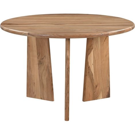 Table à Manger Carrée en Bois d'Acacia Massif Naturel avec Piétement Asymétrique 120x120 cm - PANGIVO (1/5)