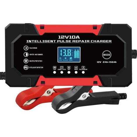Chargeur de Batterie Voiture 10A 12V LiFePO4 Chargeur Intelligent pour Auto Moto avec 5 Modes Réparation Écran LCD pour Auto Voiture Moto Camion (1/5)