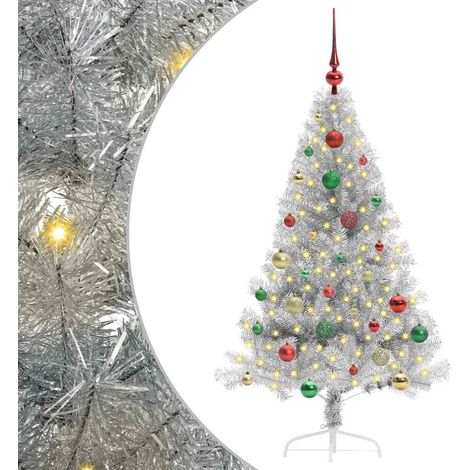 Árbol de Navidad Artificial Preiluminado Plateado 150 cm PET vidaXL