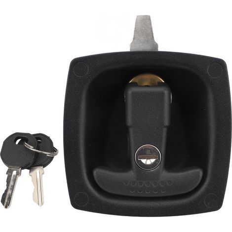 TARSHYRY Loquet de Boîte à Outils Loquet de Poignée en T en Alliage de Zinc Noir Type T Boîte à Outils Serrure à Poignée Pliante avec Deux Clés Serrure de Porte RV pour Caméra RV par (1/5)