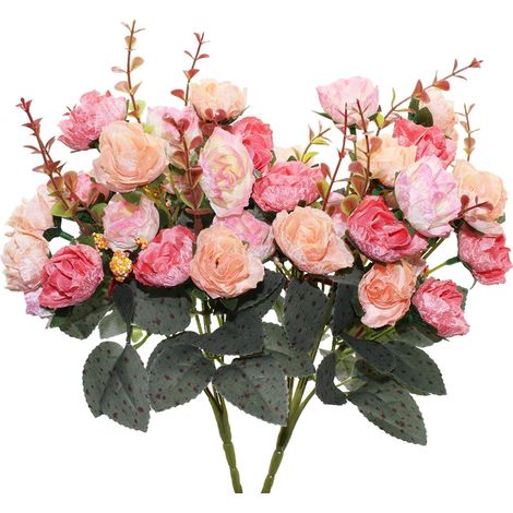 Lot de 2 roses artificielles, bouquets simulés, pour fêtes, mariages, décoration florale, décoration de café-AquaForge (1/5)