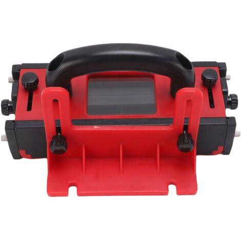 Bloc-poussoir pour table de routeur avec 4 bandes antidérapantes et fenêtre transparente, destiné à la découpe sécurisée du bois sur une scie à ruban
