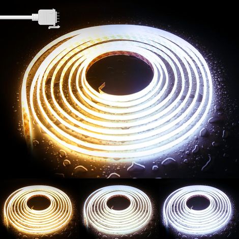 LED Strip COB CCT Adjustable White IP65 Waterproof CRI93 5M 2700K-6500K Dimmable 24V for Under Cabinet Bedroom Kitchen Lighting (Adapter and Controller Not Included) (1/5)
