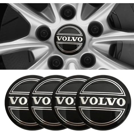 Lot de 4 autocollants pour cache-moyeux de roue Volvo S90 S60 XC60 XC40 XC90 V40 V60 S60 S80, en aluminium, 56 mm (2,2 pouces), argentés.