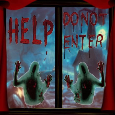 Halloween-Fensteraufkleber, 4 Bögen, grüne Geister-Wandaufkleber zum Selbermachen