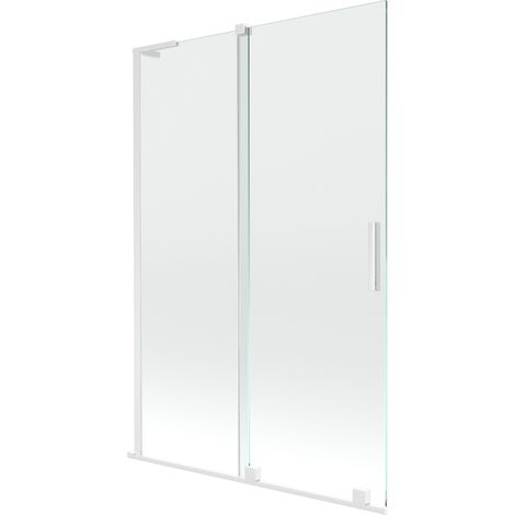 Mexen Velar L paroi de baignoire 2 vantaux coulissants 120 x 150 cm, transparent, blanc - 896-120-003-01-20 (1/2)