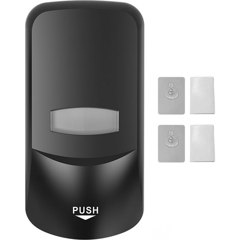 Distributeur de savon manuel 1L rechargeable, fixation murale, noir, pour cuisine, salle de bain et usage commercial. (1/5)