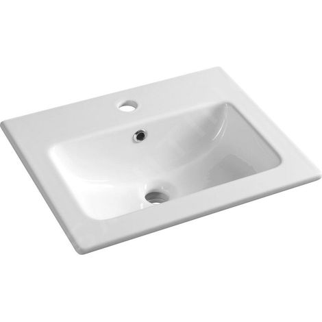 Sapho – Vasque à poser céramique 50x40 cm – Trou pour robinet – Blanc – 44050 (1/5)