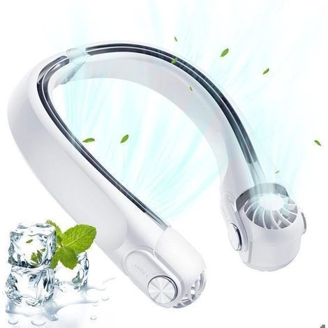 Ventilador de cuello portátil, mini ventilador de cuello, silencioso, sin aspas, flujo de aire de 360°, recargable, 2400 mAh, 3 velocidades (1/5)