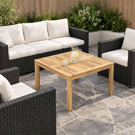 vidaXL Coffee Table Whitewash 80 x 80.5 x 45 cm Solid Acacia Wood (1/5)