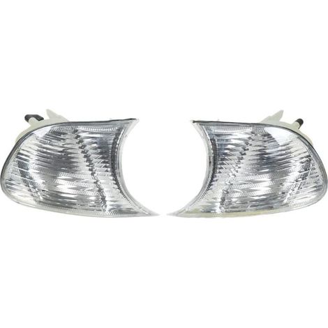 Clignotants D'angle, Feux D'angle Avant de Voiture Gauche Droite Lentille Transparente Clignotants de Remplacement pour 3 Series E46 Coupé 1998 à 2001(Blanc 63126904307 63126904308) (1/4)