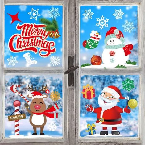 NoëL Decoration Stickers, NoëL Fenetre Autocollant PVC Fenetre Autocollant Noel Stickers DIY Fenêtres Stickers Amovibles Statique Autocollants (Noël 2) (1/5)