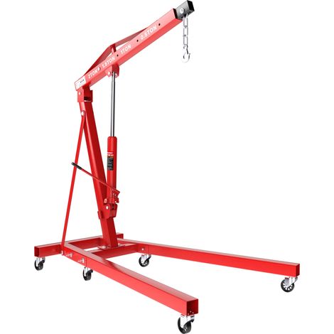 Wiltec – Grue d’atelier hydraulique – Capacité max. 2000 kg – Hauteur max. 225 cm – Flèche réglable 4 niveaux – Double pompe pour levage rapide