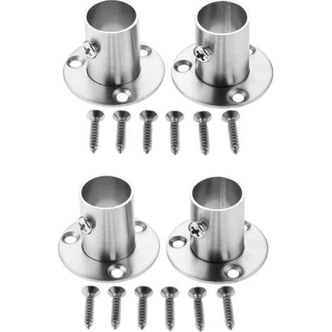 Set of 4 stainless steel flanges for cabinet, pipe, bracket and support, pipe connection, clothes rail - 19 mm (1/5)