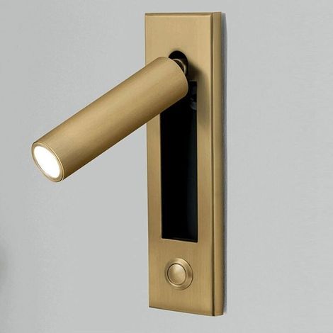 LED-Schlafzimmerlampe – Ideal für Zuhause und Hotels, 360° drehbar, 92° schwenkbar, runder Kopf, bronzefarben, warmes Licht (1/5)