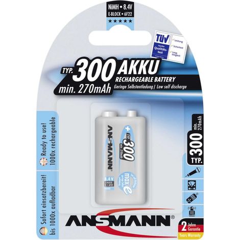 ANSMANN maxE plus - Batterie 9V - NiMH - (wiederaufladbar) - 250 mAh