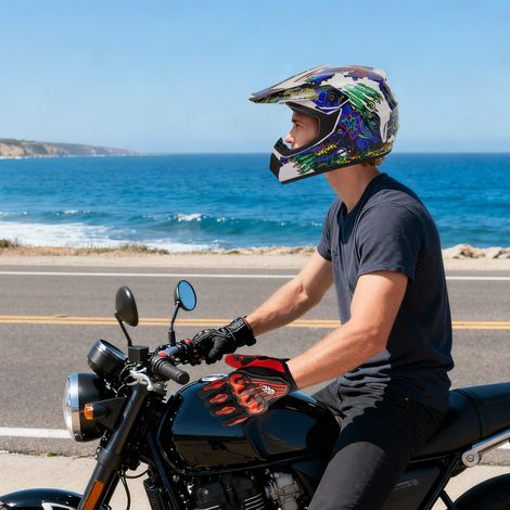Casque adulte et gants lunettes pour moto tout-terrain DOT (1/5)
