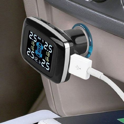 TPMS-Reifendruckkontrollsystem mit Zigarettenanzünderstecker, 4 externen Sensoren und Kfz-Reifendruckkontrollsystem (1/5)