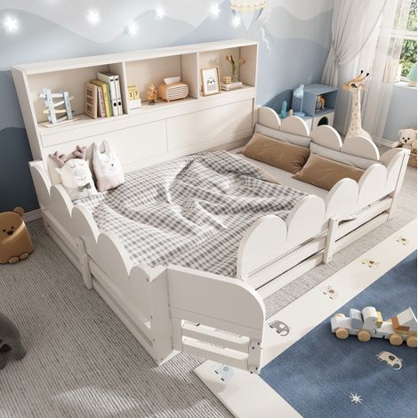 Letto a pavimento con barriera e scaffale 140x190 OKMYHOME (1/5)