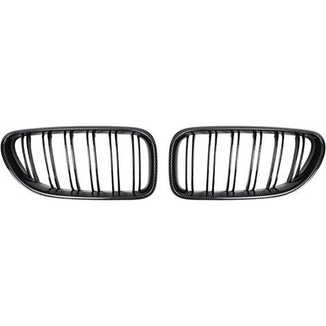 Parrillas delanteras estilo M6 para BMW Serie 6 (F06, F12, F13, 2012-2017) en fibra de carbono y negro brillante. (1/2)