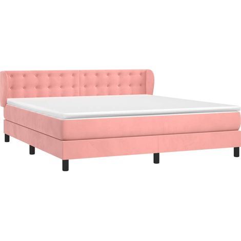 Sommier à lattes de lit avec matelas Rose 180x200 cm Velours vidaXL