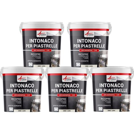 Intonaco per piastrelle del bagno e cucina, su pavimento e pareti - ARCAMINERAL - 5x 20 kg Luna - ARCANE INDUSTRIES