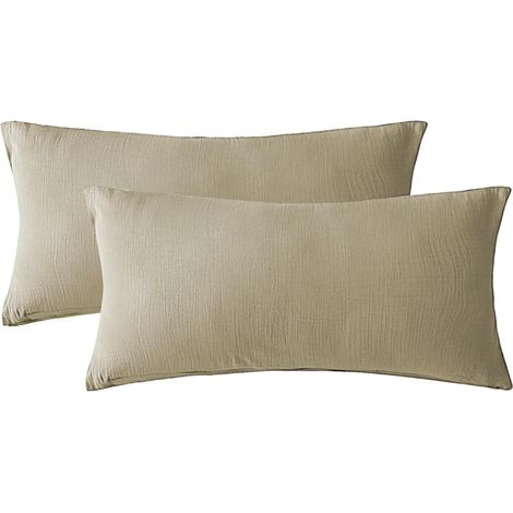 Taie Oreiller Gaze de Coton 50x70 - Beige-Café (1/5)