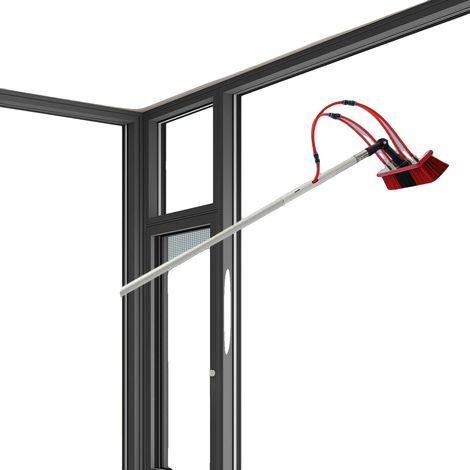 Nettoyeur de panneaux solaires télescopique, construction en alliage d'aluminium, longueur totale de 6m, tête de brosse de 35cm, tuyau d'eau de 20m, léger 2,85kg (1/5)