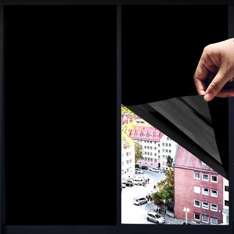 Transparent one-way thermal insulation film for windows, self-adhesive, 30 cm x 1 m, black and opaque. (1/5)