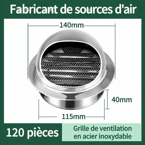 Grille d'aération murale inox 201 modèle fin chantier 120mm indemnisation en cas de rouille 14,5 × 14,5 × 10 cm 85 g – Livraison gratuite