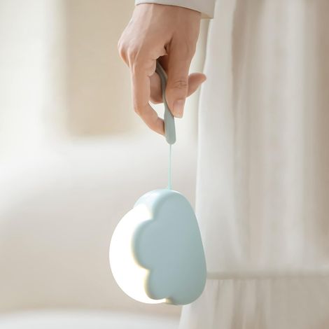 Veilleuse Enfant Nomade, Lampe Nuage de Nuit pour Allaitement, Veilleuse Voyage Maternité, Torche Enfant Portable, Lampe Chevet Rechargeable, Bleu (1/5)
