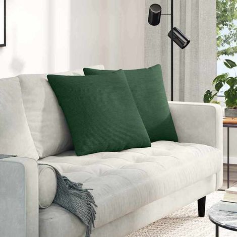 Coussins de canapé - Moderne - Velours côtelé - Vert foncé 50 x 50 cm - Lot de 2 (1/5)