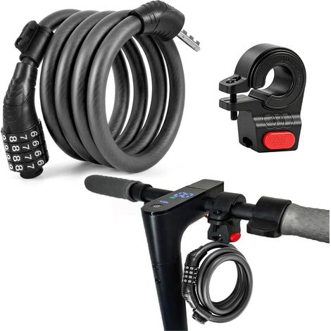 Antivol Trotinette Electrique Antivol Pour Scooter électrique,120cm x 12mm Antivol pour vélo, antivol pour scooter et moto avec câble en acier de 12 talons et code intelligent à 4 chiffres (1/5)