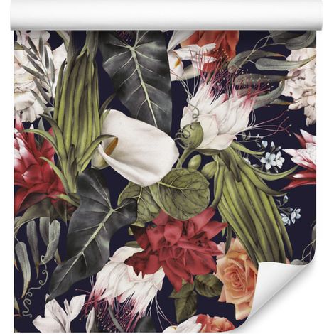 Papel pintado de flores de colores para salón y dormitorio, 50x1000 cm. (1/5)