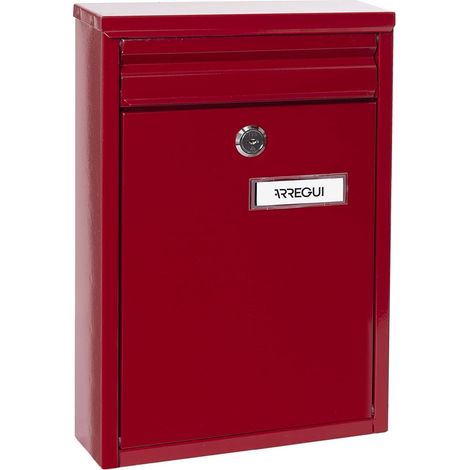 ARREGUI Zaguán E5756 Cassetta Postale Individuale in Acciaio, Cassetta Postale o Raccogliposta, Con 2 Feritoie, Cassetta Postale Da Esterno, Dimensione S (DIN A5), Facile da Montare, Rosso (1/4)