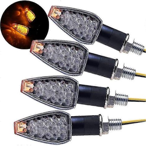 Lot de 4 clignotants moto 14 LED 12 V étanches à roulement à billes, universels pour moto, scooter, quad, cruiser et tout-terrain. (1/3)