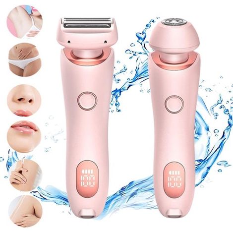 Tondeuse intime 2-en-1 – Rose – Rasoir électrique rechargeable – 800 mAh – Écran (1/5)