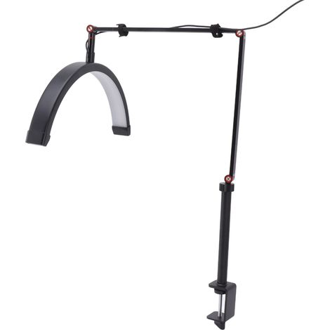 Lampe de table LED en forme de croissant pour extensions de cils, rotation à 360°, 3 couleurs, 10 vitesses, intensité réglable, 20 W, prise européenne 100-240 V (1/5)